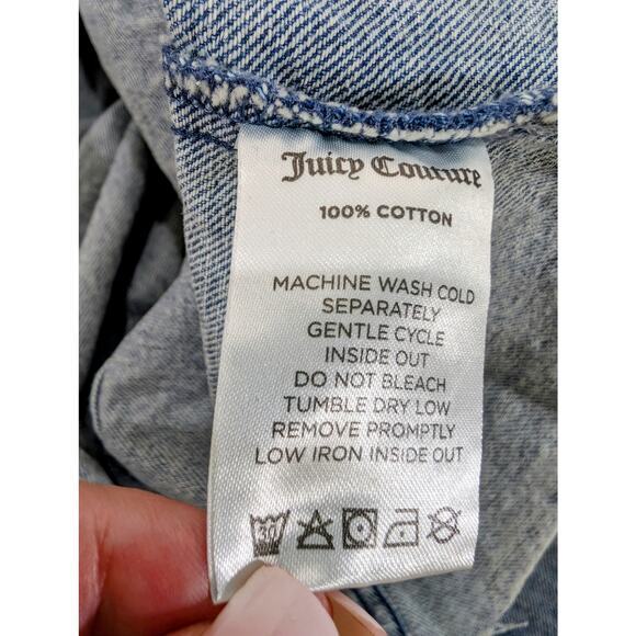 Juicy Couture Cropped Denim Jacket Heart Elbow Patches‎ NWT Size L - Picture 7 of 8